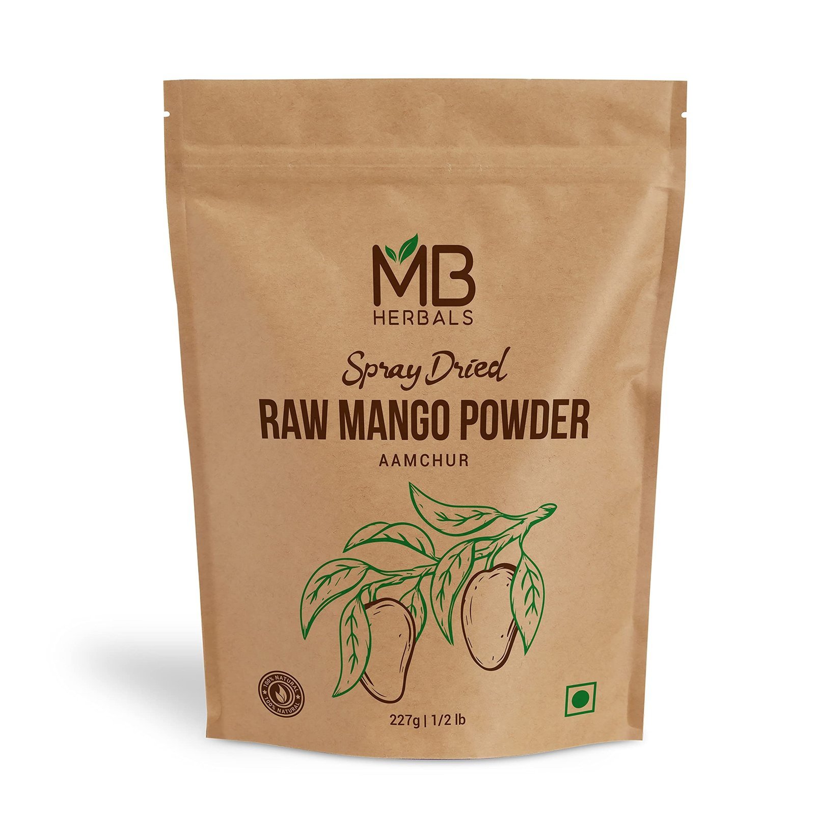 uk81rxPKrwcQS-1.jpg MB Herbals Dry Raw Mango Amchur Powder 227g | Green Mango Powder Non GMO, No Preservatives | Natural Spice Seasoning - Fast UK Delivery - Image 1