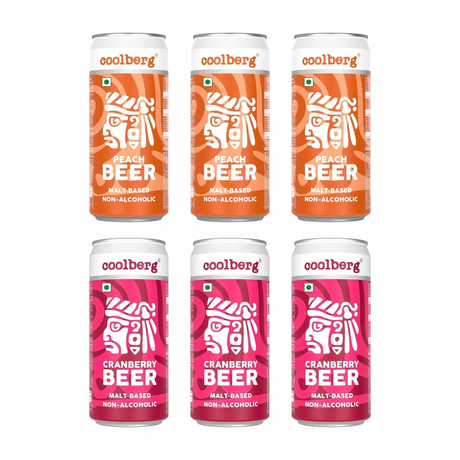 uk81t8irW4pQL-1-1.jpg Coolberg Non Alcoholic Beer Assorted Flavors 300ml CANs - Pack of 6 (300ml x 6) Peach & Cranberry - Fast UK Delivery - Image 1