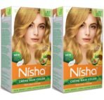 Nisha Cream Hair Color Golden Blonde, Permanent Hair Colour for Women Men, Ultra Soft Deep Shine, 100% Grey Coverage, 8.1 Golden Blonde Hair Colour 120gm Pack of 2 - Fast UK Delivery