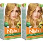Nisha Cream Hair Color Golden Blonde, Permanent Hair Colour for Women Men, Ultra Soft Deep Shine, 100% Grey Coverage, 8.1 Golden Blonde Hair Colour 120gm Pack of 2 - Fast UK Delivery
