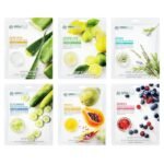 MIRABELLE COSMETICS KOREA Fairness Facial Mask (Aloe Vera, Berries, Cucumber, Herbs, Lemon, Papaya) -Combo Pack of 6 - Fast UK Delivery