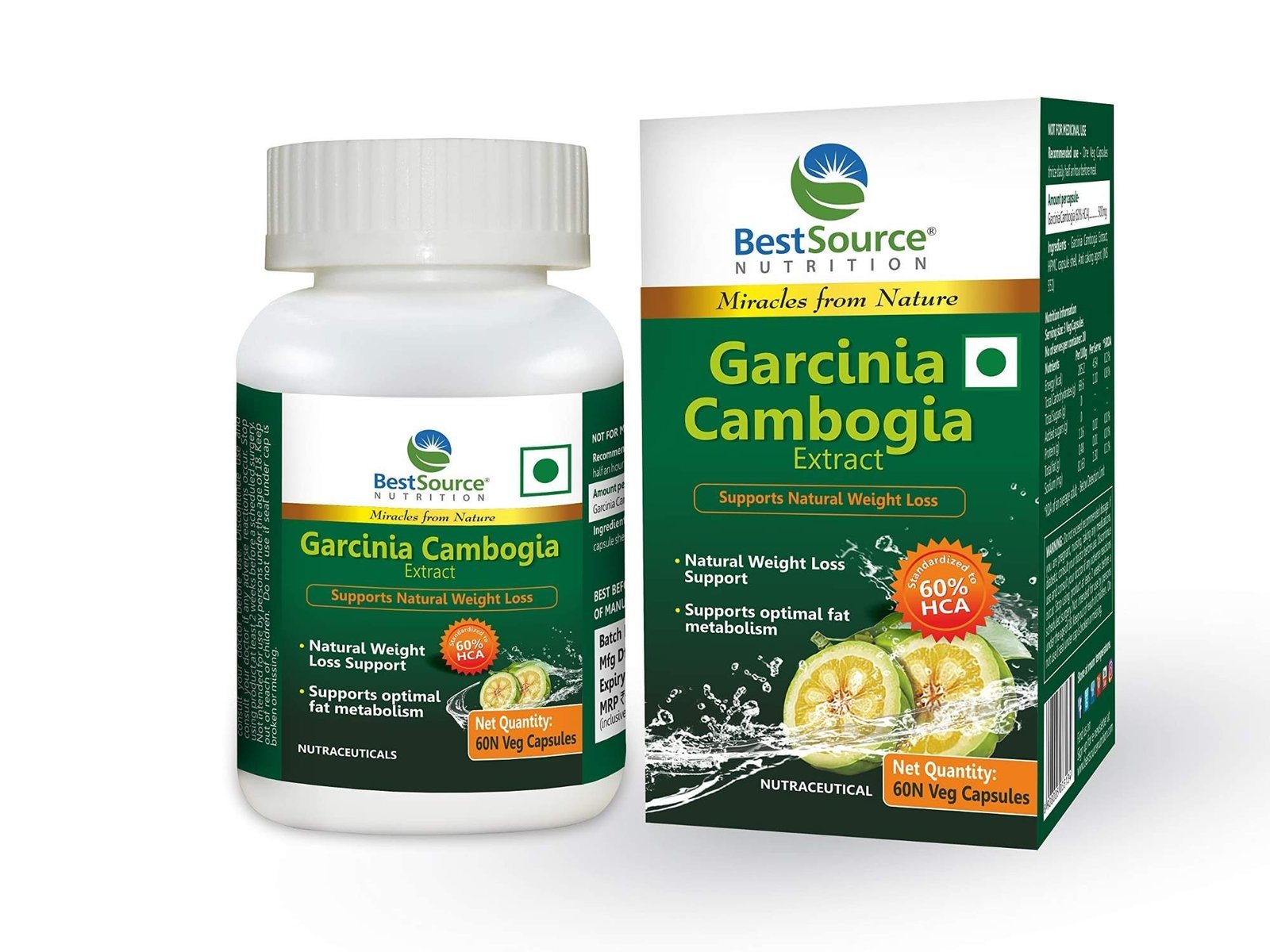 uk81udVYGmBVL-1.jpg BestSource Garcinia Cambogia Extract, 60% HCA for weight loss support for optimal metabolism, 60 Veg Caps, 500mg each - Fast UK Delivery - Image 1