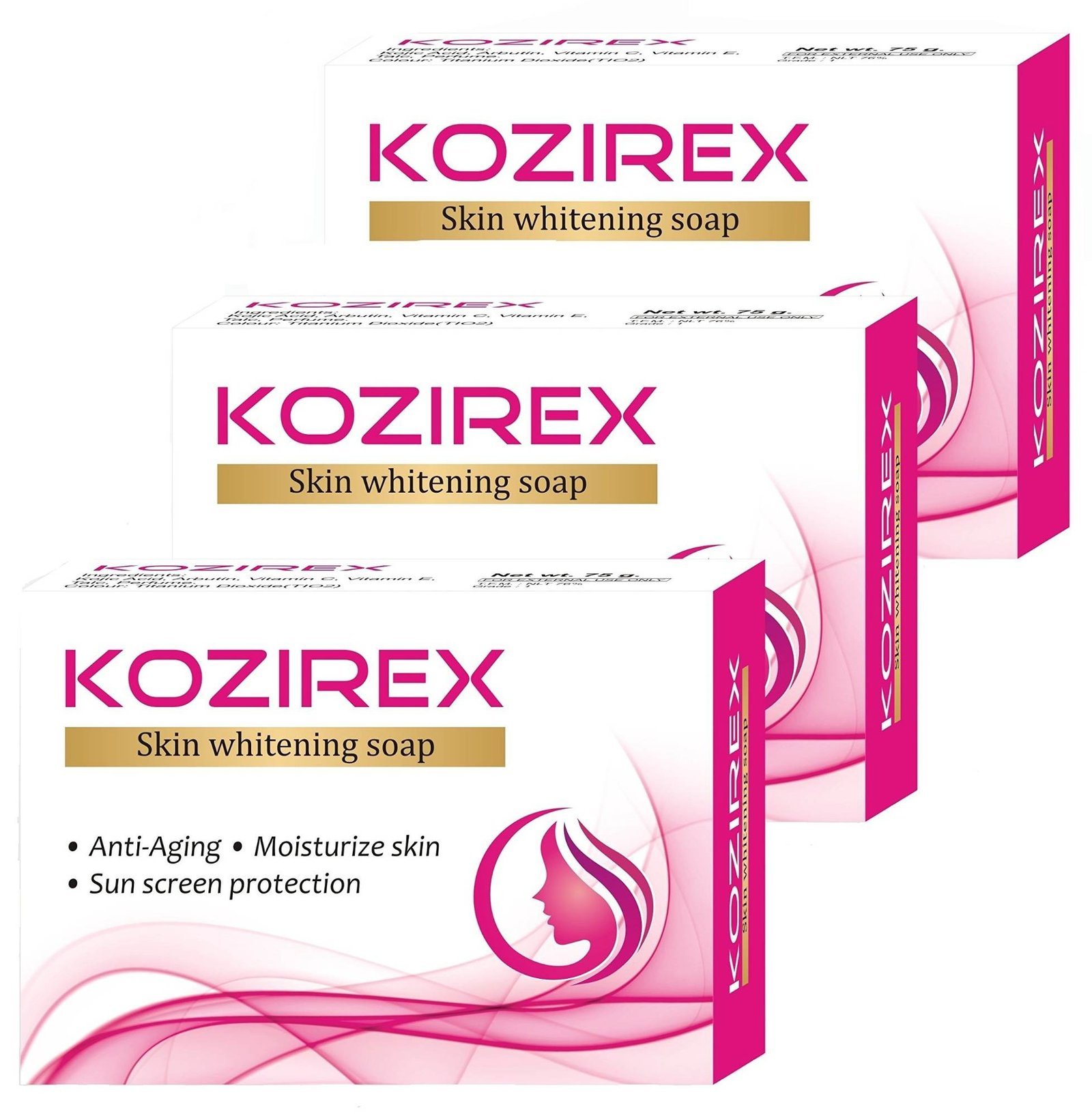uk81uvDGzUj9L-1-1.jpg Kozirex Skin Whitening Bath Soap, 75g (Pack of 3) - Fast UK Delivery - Image 1