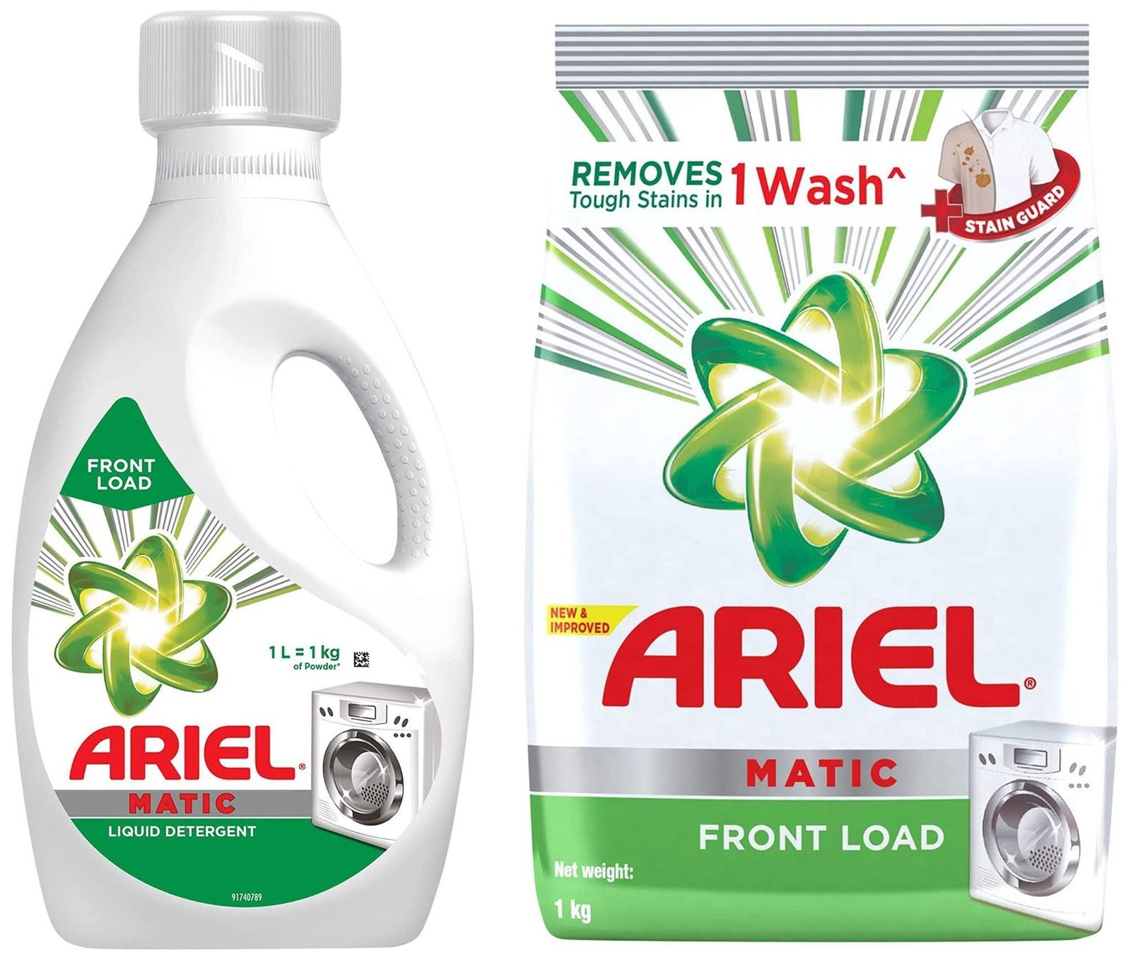 uk81v8NtVcRWL-1-1.jpg Ariel Matic Liquid Detergent, Front Load, 1 Litre, Pack Of 1 & Matic Front Load Detergent Washing Powder - 1 kg - Fast UK Delivery - Image 1