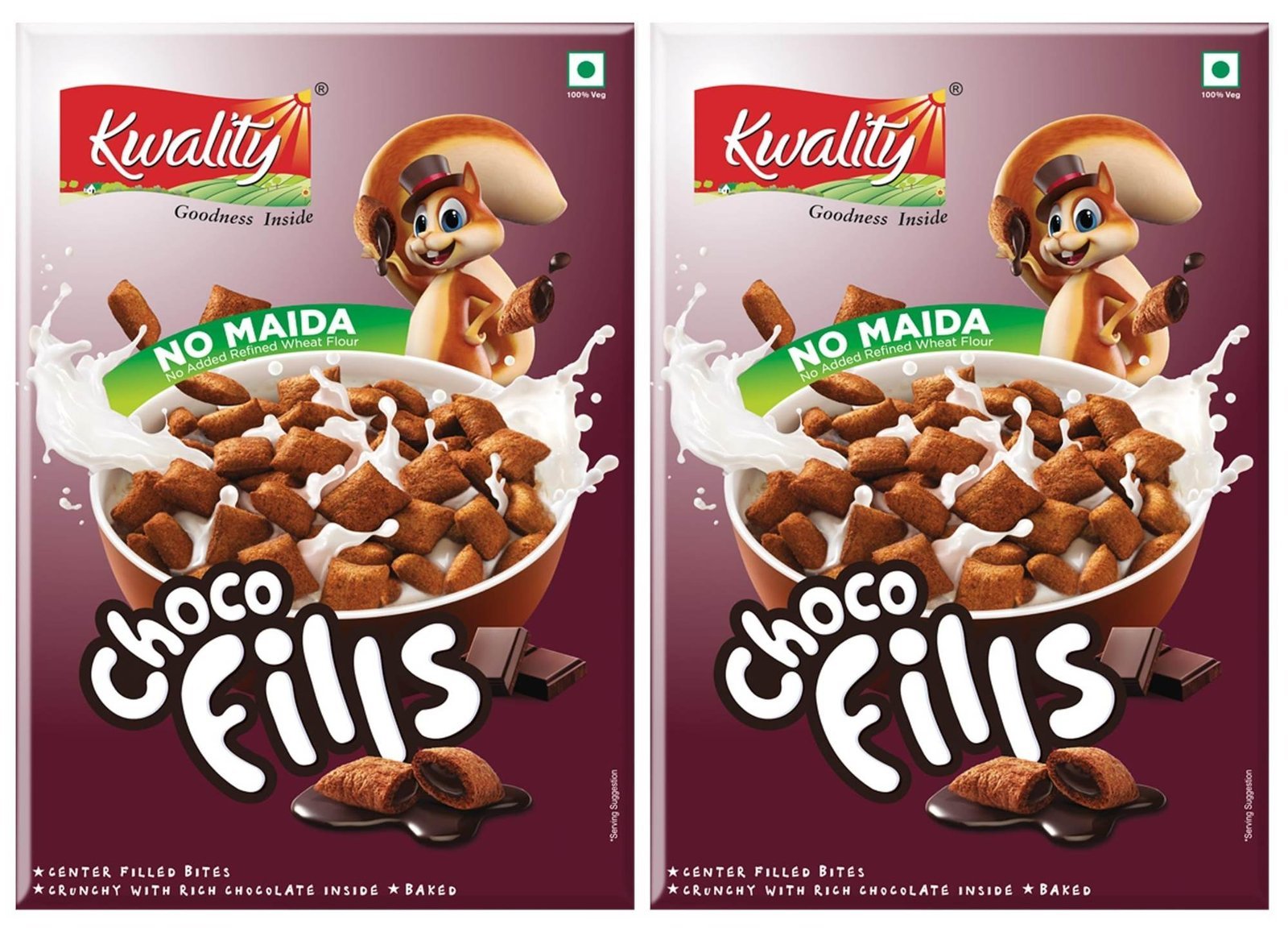 uk81vTz-xLdXL-1-1.jpg Kwality Choco Fills 250g Each (Pack 2) | Chocolate Flavor, No Maida | Crunchy Bites Filled with Rich Chocolate | Healthy Food & Breakfast Cereal for Kids | High in Protein & Fiber - Fast UK Delivery - Image 1