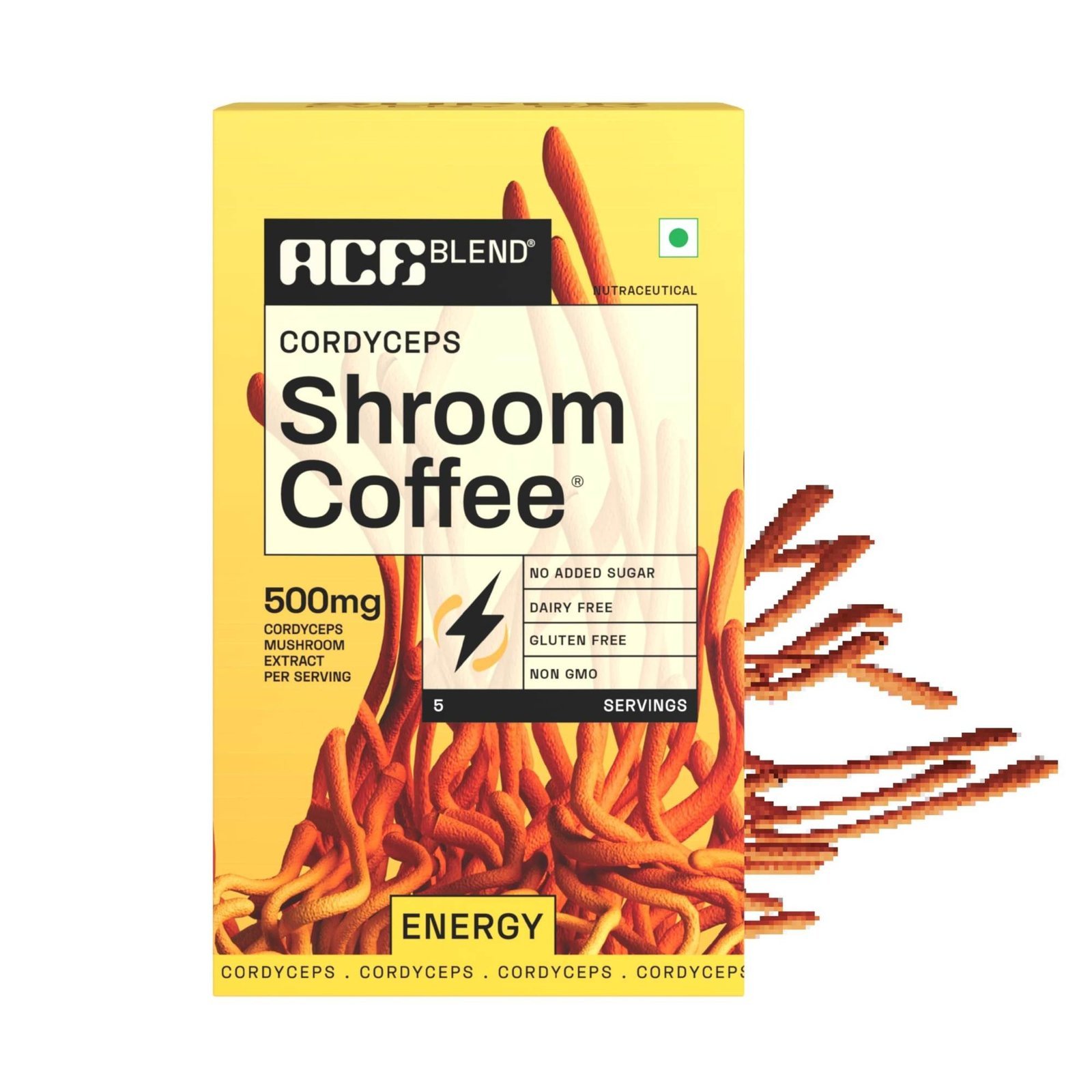uk81xANfdMlDL-1-1.jpg Ace Blend Cordyceps SHROOM COFFEE | 5 Serving Sachets | Mushroom Coffee | KSM 66 Ashwagandha | L-Theanine | Immunity | Energy | 100% Arabica | Instant Coffee | Fasting Friendly Cold/Hot Brew - Fast UK Delivery - Image 1