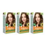 Nisha Cream Hair Color (Pack of 3, Light Brown) Fast Shipping to USA & Canada