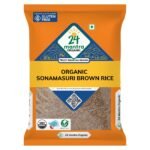 24 Mantra Organic Sonamasuri Unpolished Rice Brown/Brown Chawal - 5 Kg | Pack of 1 | 100% Organic | Chemical Free & Pesticides Free - Fast UK Delivery