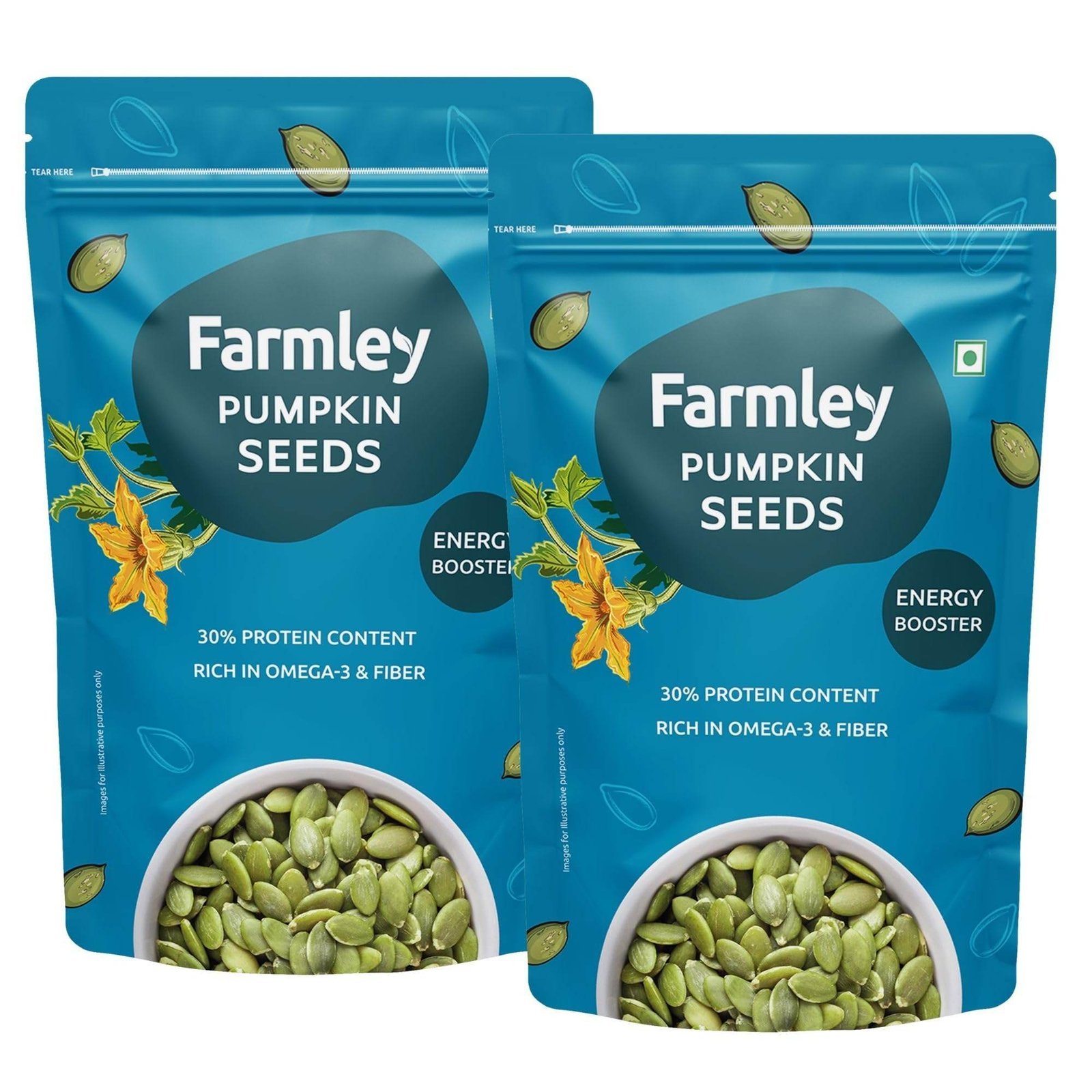 uk81zR-L3oIYL-1-1.jpg Farmley Pumpkin Seeds I 200g each | AAA Grade Pumpkin Seeds for eating | Immunity Booster and Fiber Rich (Pack of 2) - Fast UK Delivery - Image 1