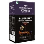 COLOMBIAN BREW COFFEE Blueberry Chocolate Mocha Instant Coffee Powder Box, No Sugar Vegan, 100 Grams - Fast UK Delivery