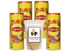Lipton Peach Iced Tea (Imported), 240ml - Pack of 4 Cans + Food Library Roasted Salted Peanuts, 200g - Fast UK Delivery