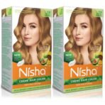 Nisha Cream Hair Color Honey Blonde 150g Pack of 2, Permanent Hair Colour with Natural Henna Extracts, 100% Grey Coverage, Long Lasting Hair Color for Women & Men - Fast UK Delivery