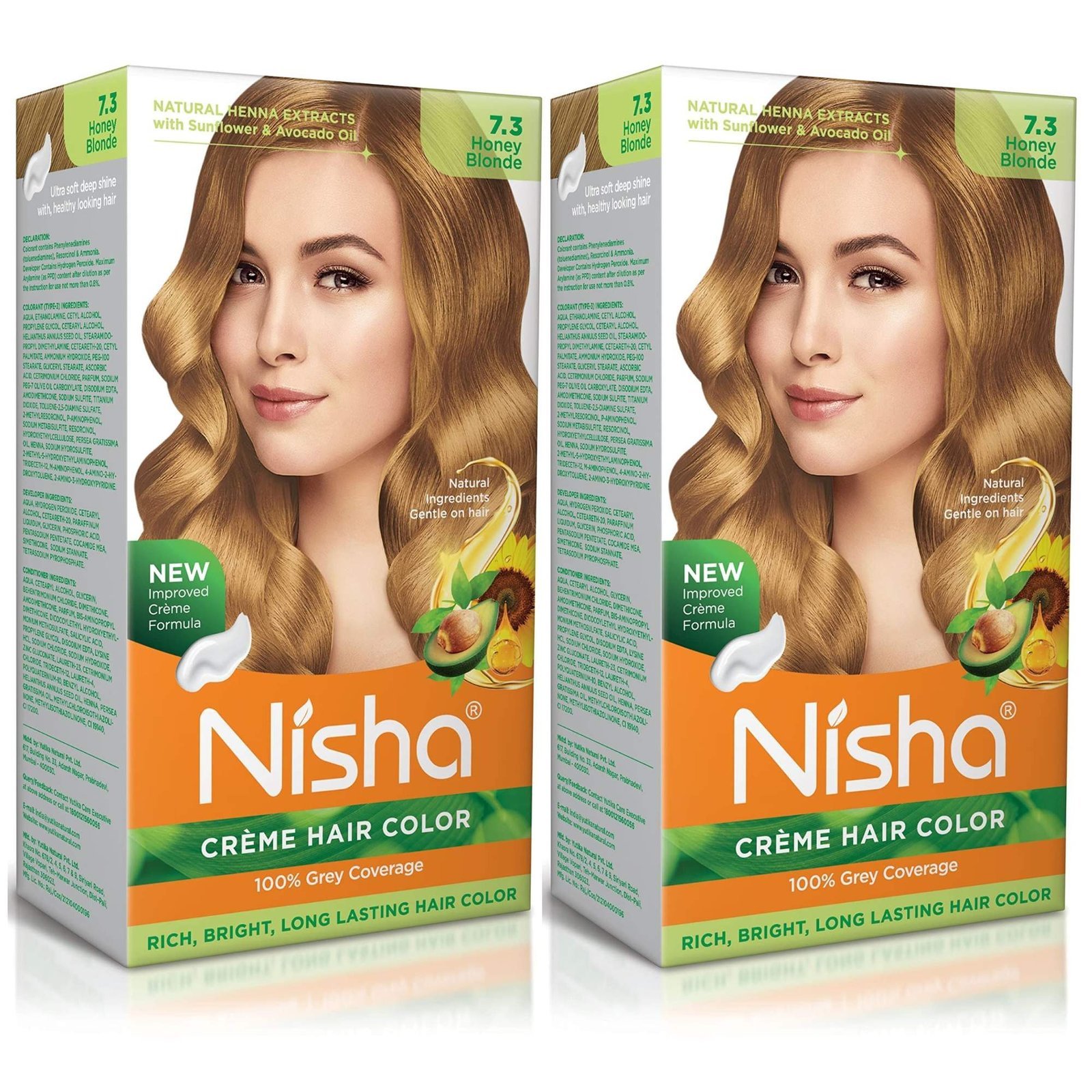 uk919g03GZEIL-1.jpg Nisha Cream Hair Color Honey Blonde 150g Pack of 2, Permanent Hair Colour with Natural Henna Extracts, 100% Grey Coverage, Long Lasting Hair Color for Women & Men - Fast UK Delivery - Image 1