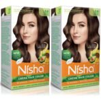 Nisha Ammonia Free Cream Hair Color 3 Dark Brown Hair Color For Women and Men Hair Color Dark Brown Hair Color Long Lasting Semi Permanent Hair Color Pack of 2 Fast Shipping to USA & Canada