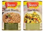SWAD Ready To Eat North Indian Combo Pack Of Baigan Bharta/Aloo Methi Instant Mix Vegetarian with No Added Preservative And Colours - 450gm Each (Pack of 2) - Fast UK Delivery