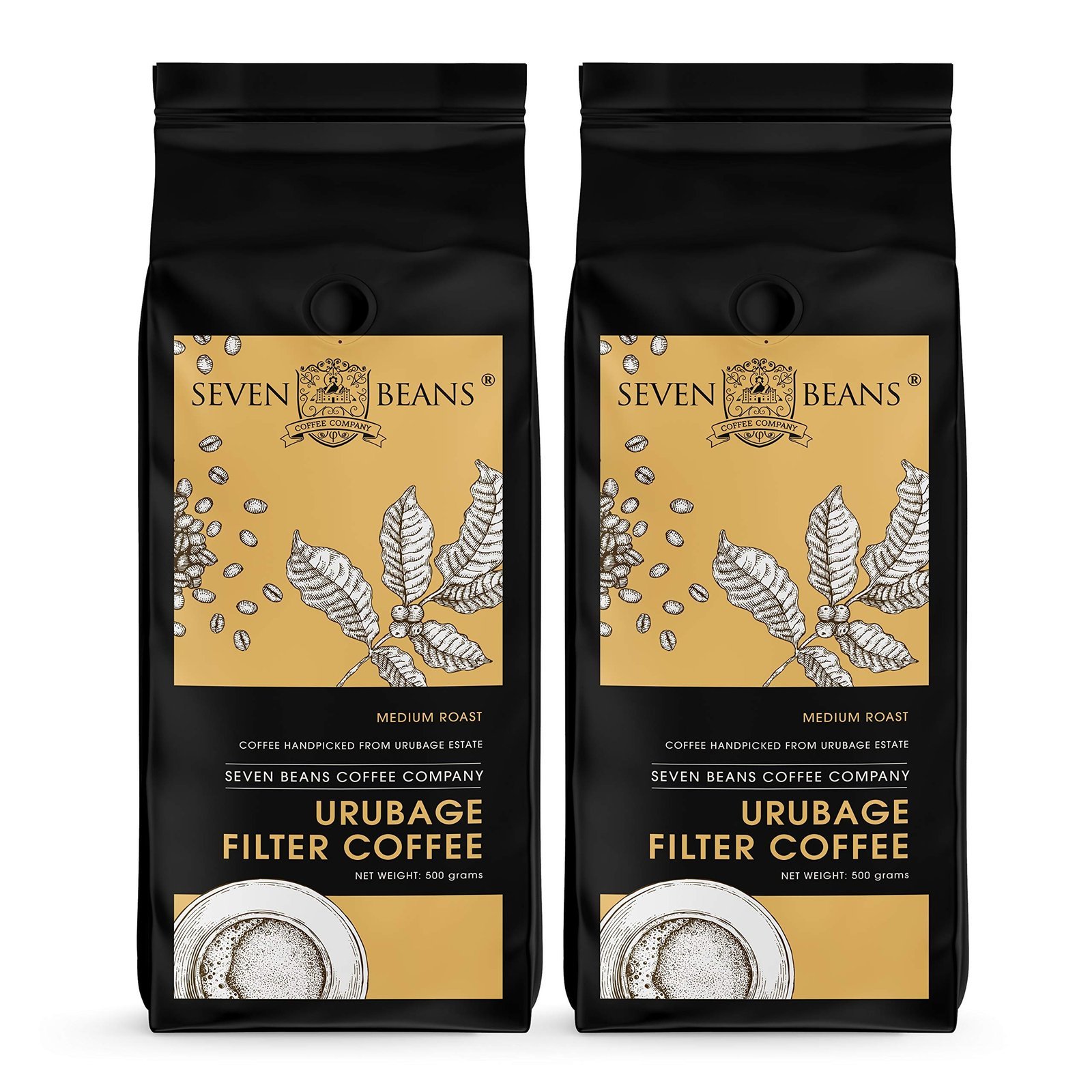 uk91fay24ZVYL-1.jpg Seven Beans - URUBAGE South Indian Filter Coffee Powder - Coffee: 80%, Chicory: 20%,500 g (Medium Roast) (Pack of 2) - Fast UK Delivery - Image 1