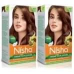 Nisha Cream Hair Color Natural Brown, Permanent Hair Colour for Women Men, No Ammonia, Ultra Soft Deep Shine, 100% Grey Coverage, 4.0 Natural Brown Hair Colour 120gm Pack of 2 - Fast UK Delivery