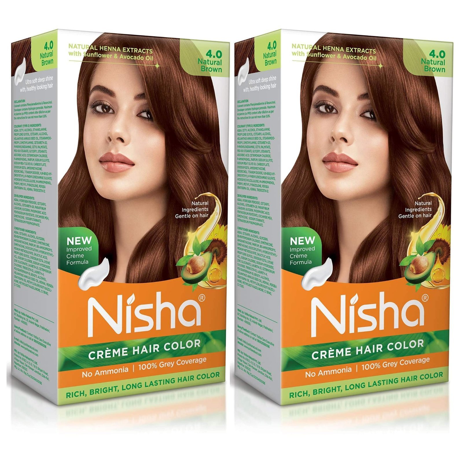 uk91q-5iA4yQL-1.jpg Nisha Cream Hair Color Natural Brown, Permanent Hair Colour for Women Men, No Ammonia, Ultra Soft Deep Shine, 100% Grey Coverage, 4.0 Natural Brown Hair Colour 120gm Pack of 2 - Fast UK Delivery - Image 1