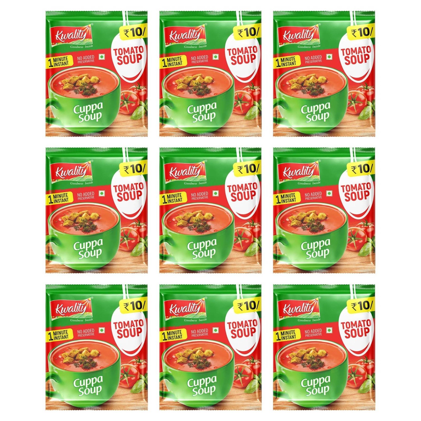 uk91xMqfxiLdL-1-1.jpg Kwality Cuppa Tomato Soup (12g*9 Pack), No Added Preservative, 1 Minute Instant, 60g - Fast UK Delivery - Image 1